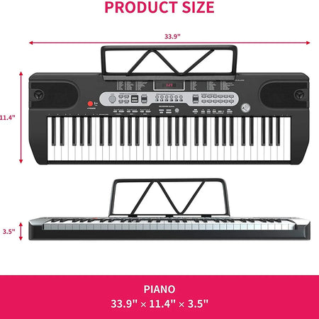 61-Key Portable Electric Keyboard Set Piano Kit with Lighted Keys
