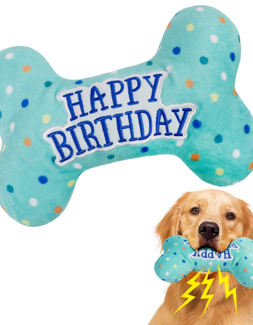 Load image into Gallery viewer, Dog Birthday Toys, Plush Dog Crinkle Squeaky Toys, Dog Chew Toys Bone
