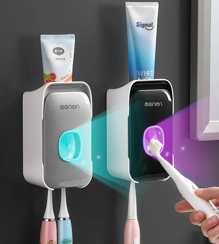 Automatic Toothpaste Dispenser Squeezer with Toothbrush Holder Wall Mounted Bathroom Accessories Sets