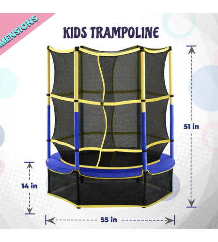 Machrus  55 In. Kiddy Trampoline and Enclosure Set Easy Assembly
