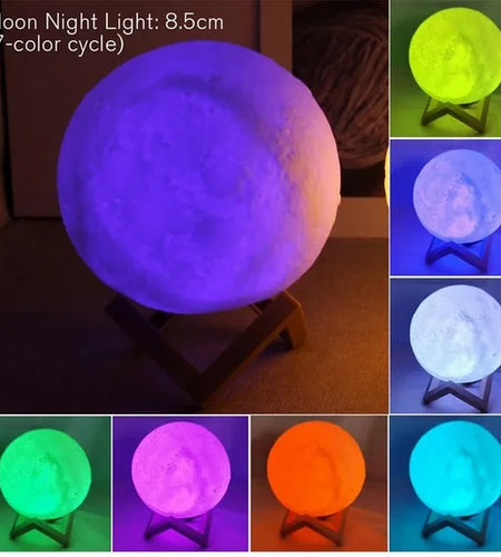 D5 8Cm Moon Lamp LED Night Light Battery Powered with Stand Starry Lamp Bedroom Decor Night Lights Kids Gift Moon Lamp Xmas Gift