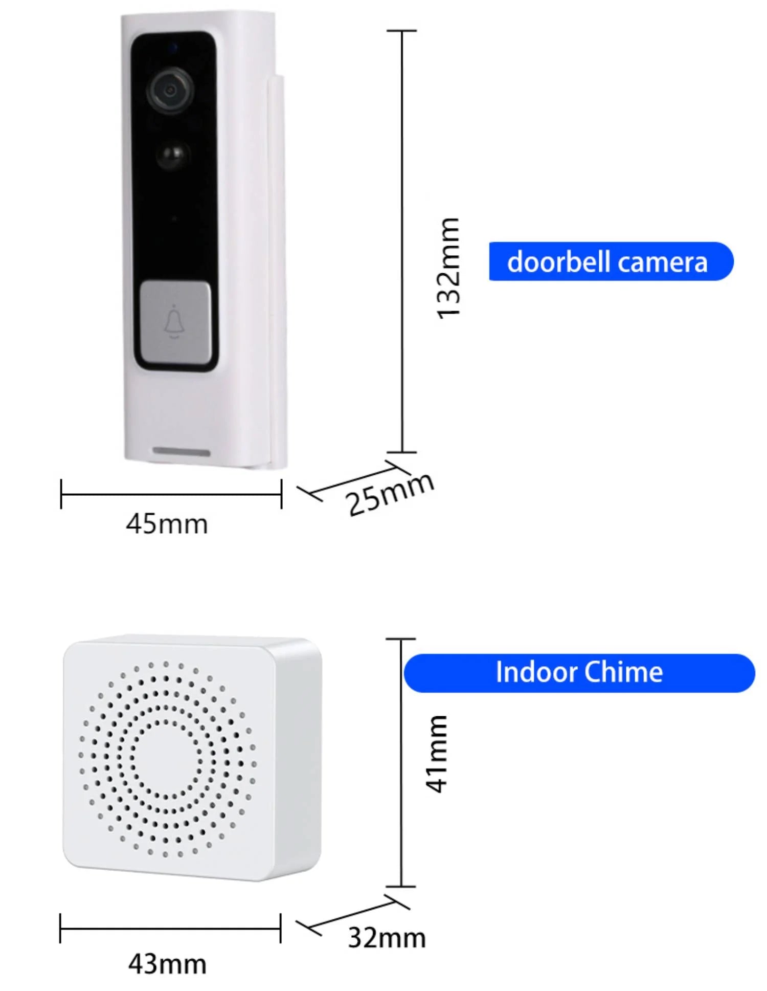 Wireless Doorbell Camera with Chime Video Ring Doorbell with Chime with Motion Detection Night Vision Ring Camera for Home