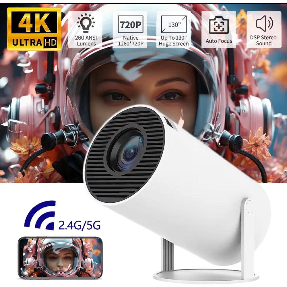 Smart Mini Projector Android 11 Wifi6 Support 4K 1080P BT5.0 Projector 1280*720P Home Cinema Portable Projector