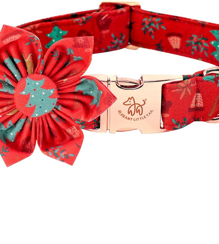 Christmas Dog Collar, Female or Male Dog Collar Flower, Pet Collar Adjustable Dog Collars with Flower for Small Medium Large Dogs