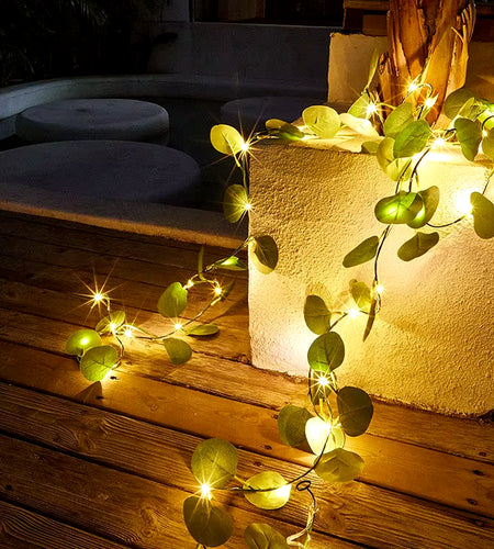 Flower Green Leaf String Lights Artificial Vine Fairy Lights Battery Powered Christmas Tree Garland Light for Weeding Home Decor