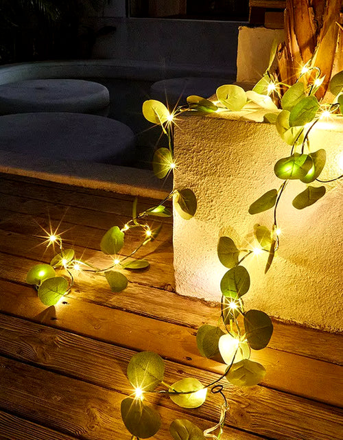 Load image into Gallery viewer, Flower Green Leaf String Lights Artificial Vine Fairy Lights Battery Powered Christmas Tree Garland Light for Weeding Home Decor
