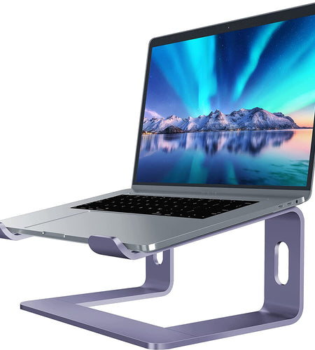 Laptop Stand, Aluminum Computer Riser, Ergonomic Laptops Elevator for Desk, Metal Holder Compatible with 10 to 15.6 Inches Notebook Computer, Purple