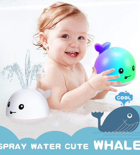 Baby Bath Toys, Rechargeable Bath Toys, Whale Spray Water Bath Toy, Sprinkler Bathtub Shower Toys for Toddlers Kids Boys Girls, Pool Toy for Baby (White)