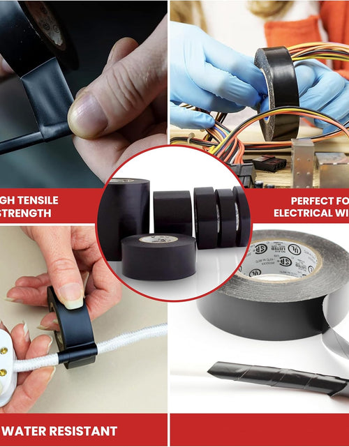 Load image into Gallery viewer, T.R.U. EL7566-AW Professional Grade Rubber Black PVC Electrical Tape, Rated up to 600 Volts and 176 F - UL/CSA/CE Listed Synthetic: 1.5 In. X 66 Ft. (8 Mil)
