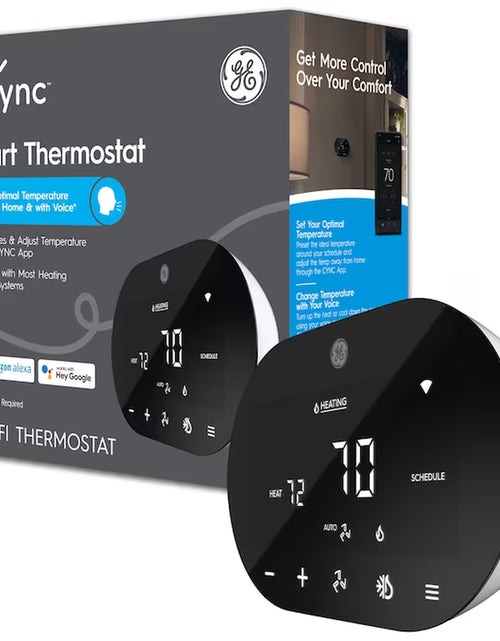 Load image into Gallery viewer, Black Smart Thermostat with Wi-Fi Compatibility
