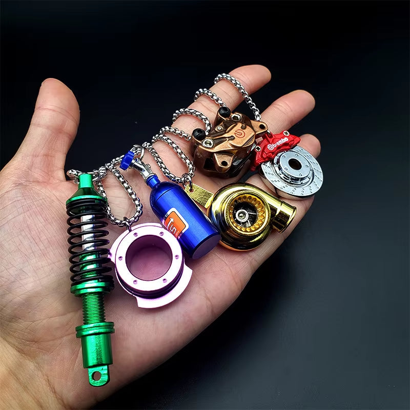 Creative Car Turbo Brake Disc Keychain Manual Transmission Lever Caliper Metal Keyring for Women Men Phone Pendant 4S Shop Gifts