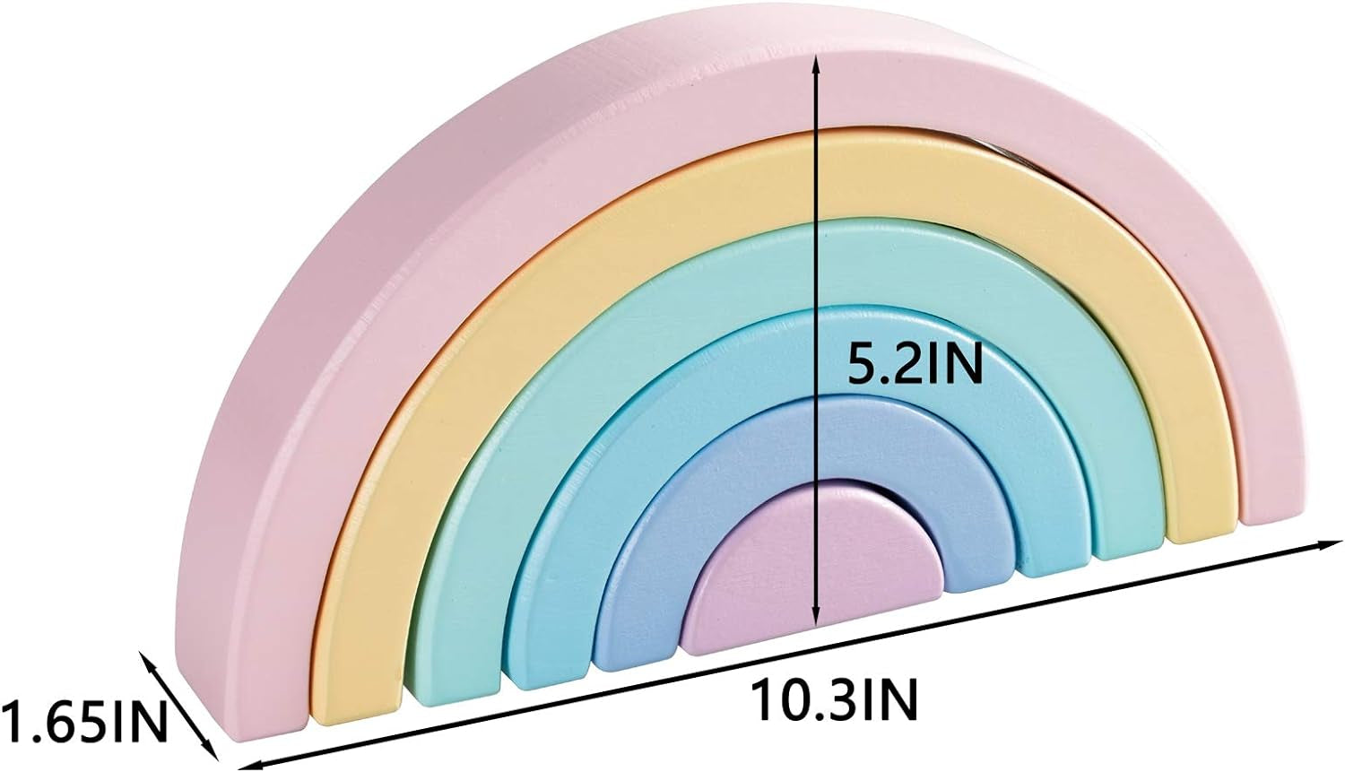 Wooden Rainbow Small Stacker, 6 Piece Rainbow Stacking Toy for Baby/Toddlers/Kids, Montessori Education Pastel Rainbow Decor, Kindergarten Teaching Aid