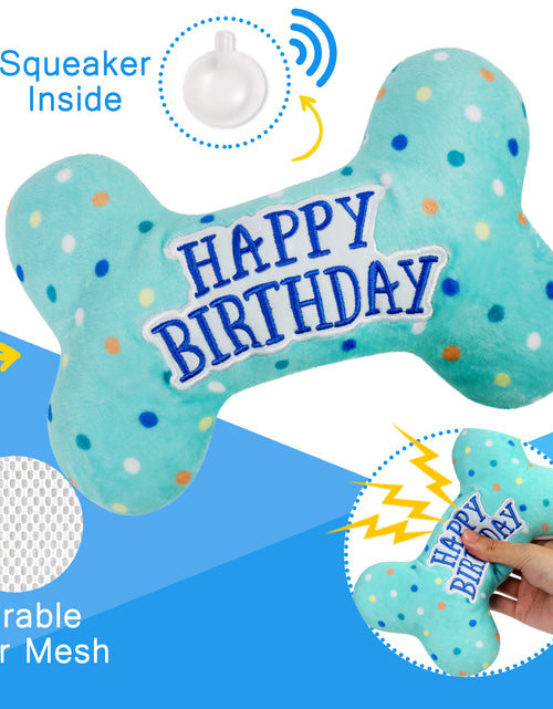 Load image into Gallery viewer, Dog Birthday Toys, Plush Dog Crinkle Squeaky Toys, Dog Chew Toys Bone
