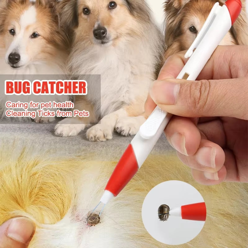 Pet Bug Catching Pen anti Dog Ticks and Fleas Flea Tick Tweezers Clip Remover Rabbit Flea Removing Ticks Hair Groom Care Tools