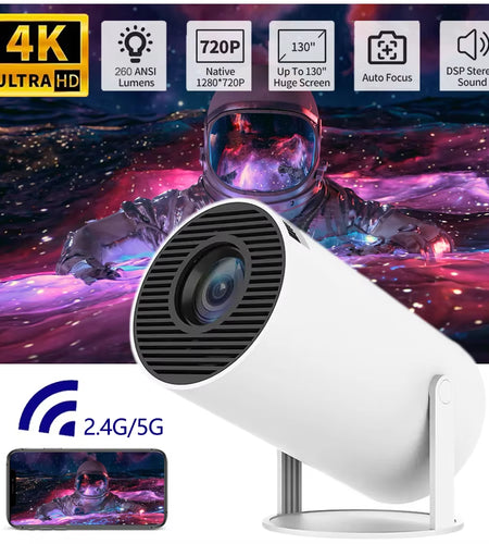 Smart Mini Projector Android 11 Wifi6 Support 4K 1080P BT5.0 Projector 1280*720P Home Cinema Portable Projector