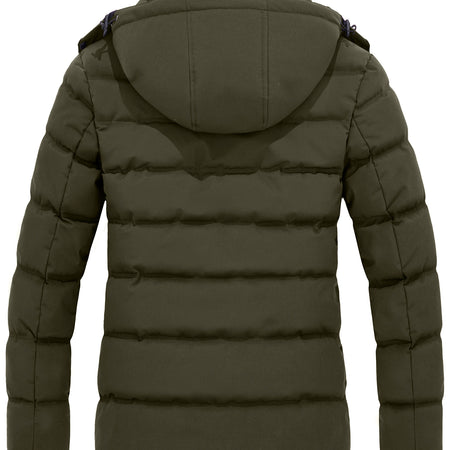 Women'S plus Size Puffer Jacket Warm Outerwear Coat Quilted Winter Jacket with Hood Brown XL