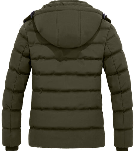 Women'S plus Size Puffer Jacket Warm Outerwear Coat Quilted Winter Jacket with Hood Brown XL