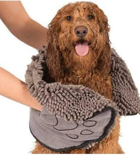 Shammy Dog Towels for Drying Dogs - Heavy Duty Soft Microfiber Bath Towel - Super Absorbent, Quick Drying, & Machine Washable - Must Have Dog & Cat Bathing Supplies | Grey 13X31
