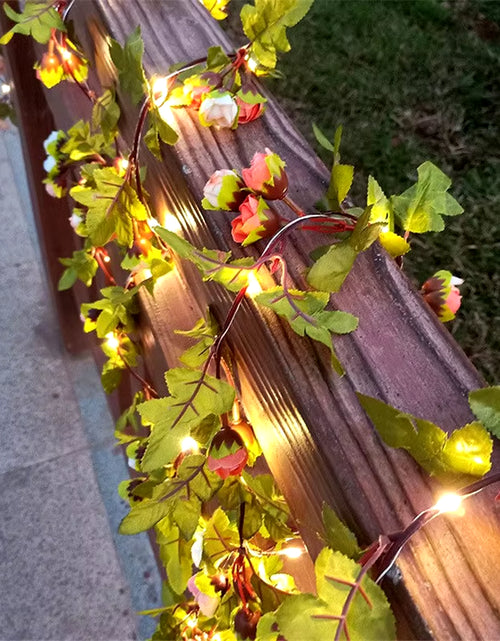Load image into Gallery viewer, Flower Green Leaf String Lights Artificial Vine Fairy Lights Battery Powered Christmas Tree Garland Light for Weeding Home Decor
