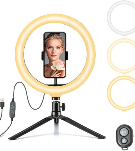 10" LED Ring Light with Tripod Dimmable for Selfie Tiktok Youtube Livestreaming