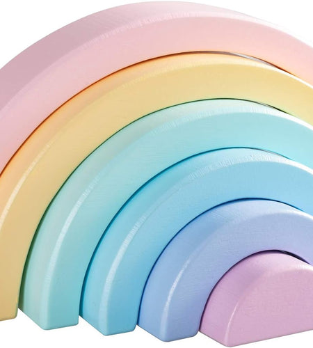 Wooden Rainbow Small Stacker, 6 Piece Rainbow Stacking Toy for Baby/Toddlers/Kids, Montessori Education Pastel Rainbow Decor, Kindergarten Teaching Aid