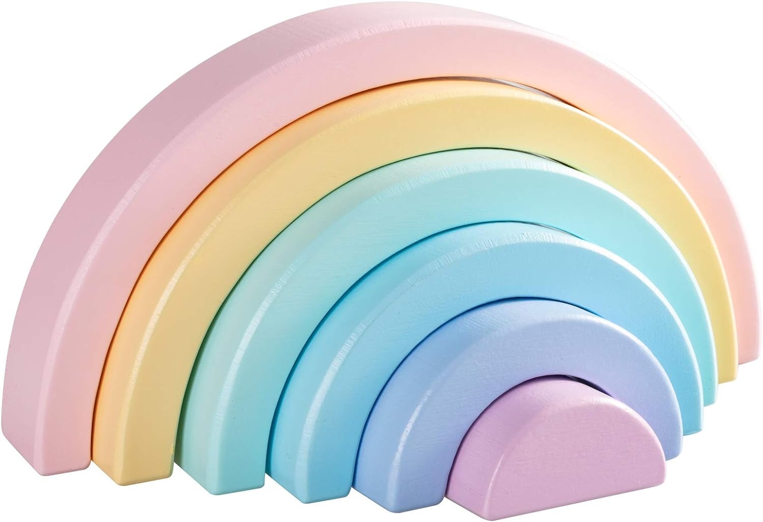 Wooden Rainbow Small Stacker, 6 Piece Rainbow Stacking Toy for Baby/Toddlers/Kids, Montessori Education Pastel Rainbow Decor, Kindergarten Teaching Aid