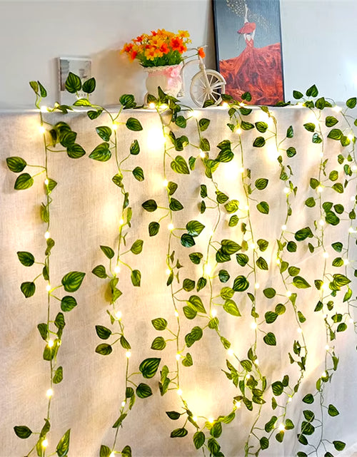 Load image into Gallery viewer, Flower Green Leaf String Lights Artificial Vine Fairy Lights Battery Powered Christmas Tree Garland Light for Weeding Home Decor

