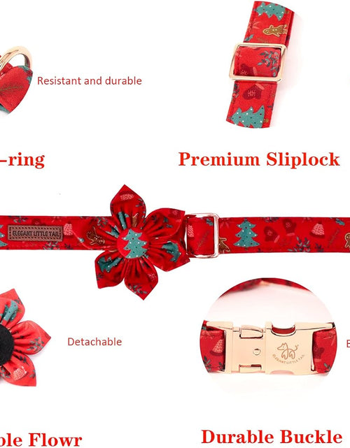 Load image into Gallery viewer, Christmas Dog Collar, Female or Male Dog Collar Flower, Pet Collar Adjustable Dog Collars with Flower for Small Medium Large Dogs
