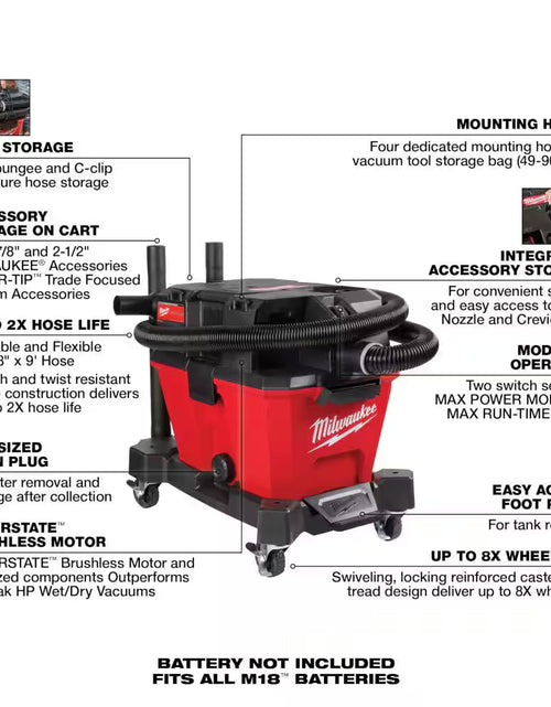 Load image into Gallery viewer, M18 FUEL 18V Lithium-Ion Cordless 7-1/4 In. Rear Handle Circular Saw W/M18 FUEL 6 Gal. Wet/Dry Vac and 8.0Ah Starter Kit
