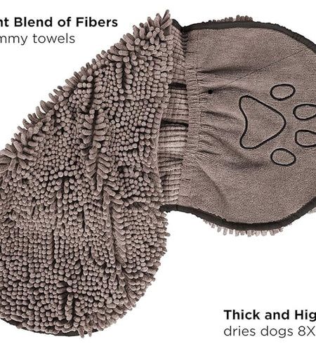 Shammy Dog Towels for Drying Dogs - Heavy Duty Soft Microfiber Bath Towel - Super Absorbent, Quick Drying, & Machine Washable - Must Have Dog & Cat Bathing Supplies | Grey 13X31
