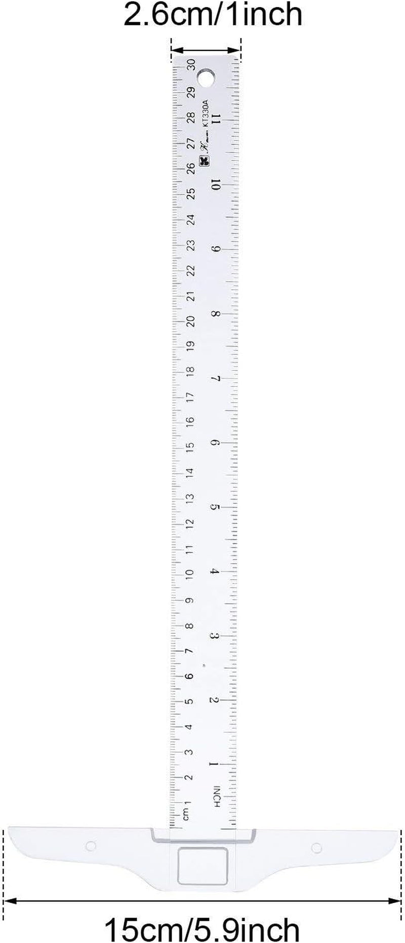 12 Inch/ 30 Cm T-Square Ruler Plastic Transparent T-Ruler for Drafting and General Layout Work (4)