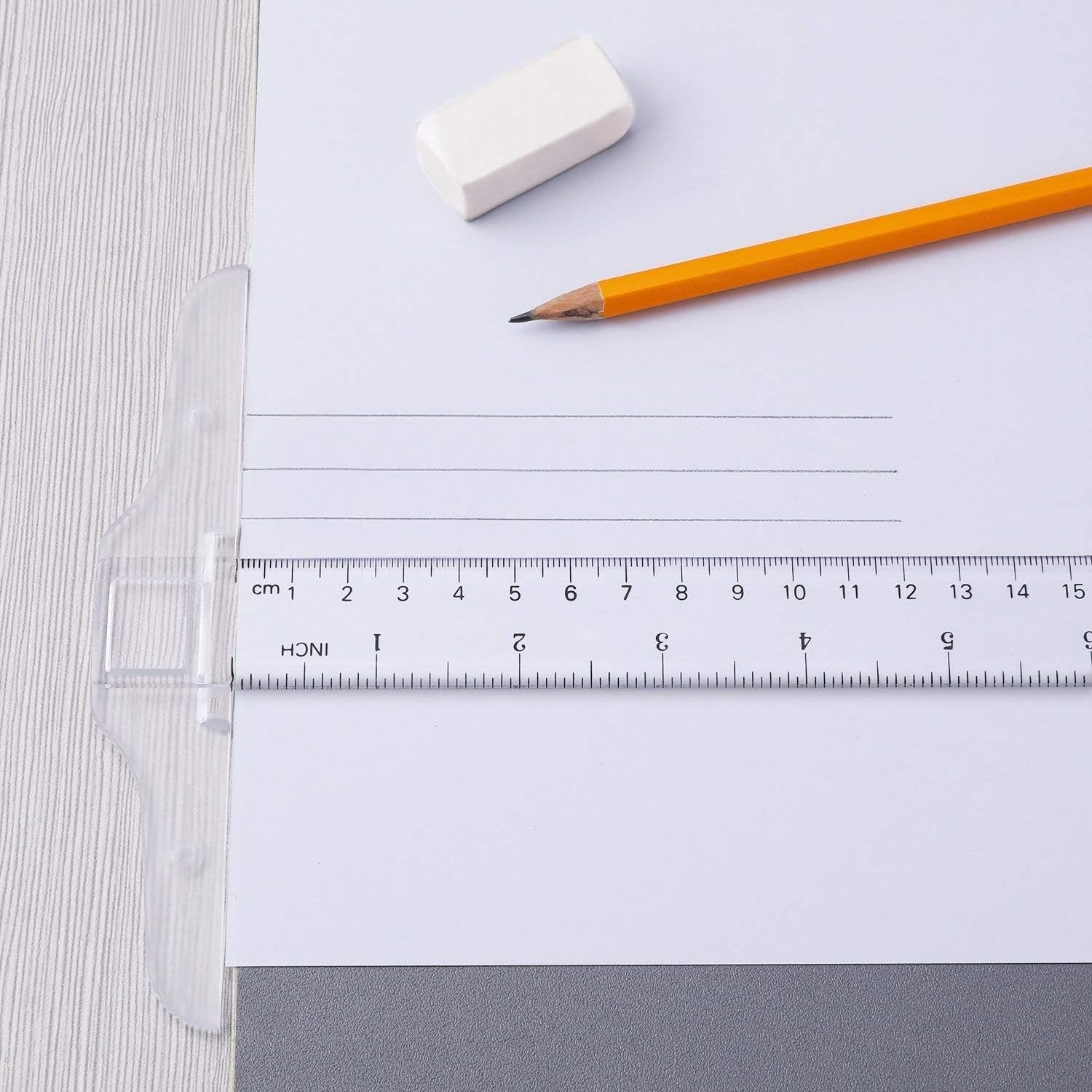 12 Inch/ 30 Cm T-Square Ruler Plastic Transparent T-Ruler for Drafting and General Layout Work (4)