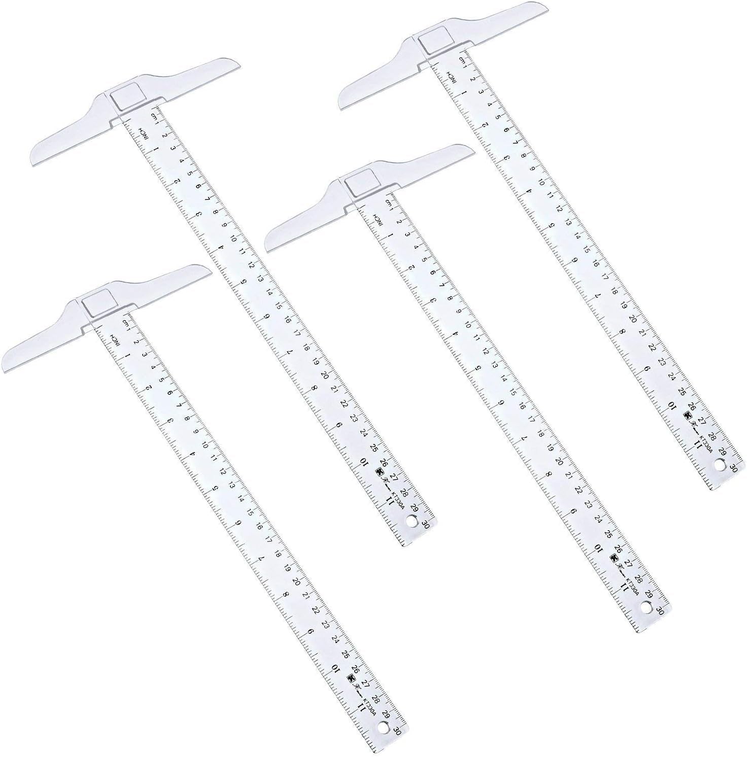 12 Inch/ 30 Cm T-Square Ruler Plastic Transparent T-Ruler for Drafting and General Layout Work (4)