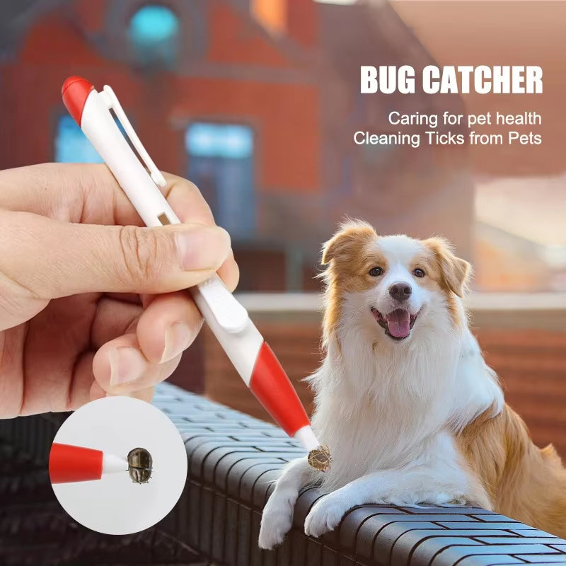 Pet Bug Catching Pen anti Dog Ticks and Fleas Flea Tick Tweezers Clip Remover Rabbit Flea Removing Ticks Hair Groom Care Tools