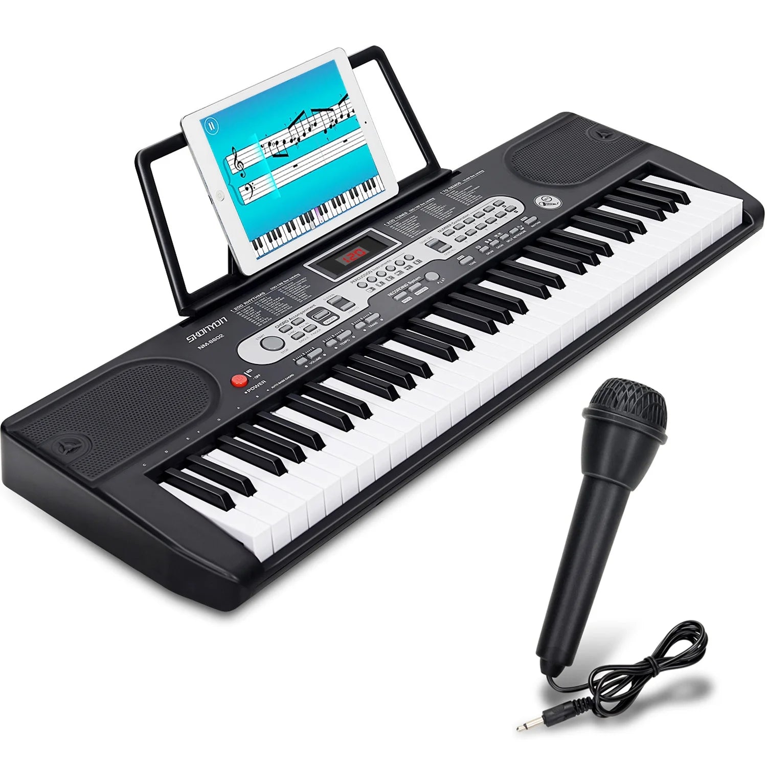 61-Key Portable Electric Keyboard Set Piano Kit with Lighted Keys