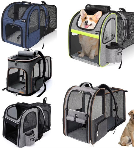 Pet Supplies Portable Breathable Double Shoulder Cat Bag, Foldable Puppy Backpack, Fashionable and Expandable Pet Bag
