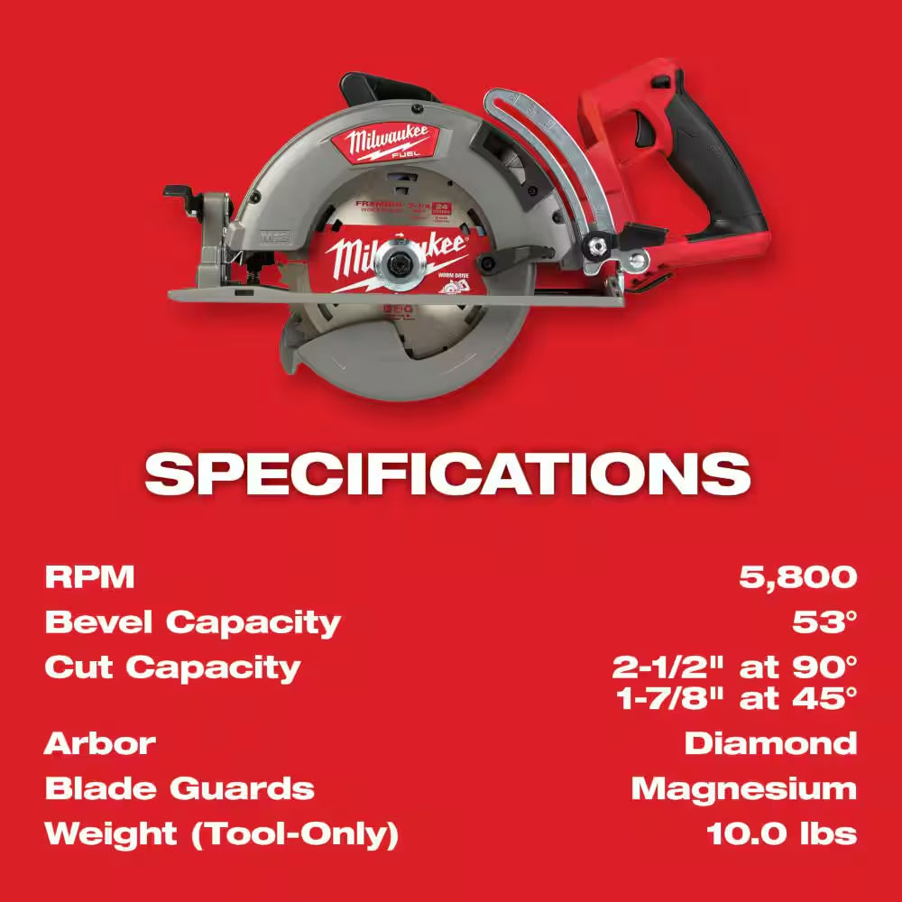 M18 FUEL 18V Lithium-Ion Cordless 7-1/4 In. Rear Handle Circular Saw W/M18 FUEL 6 Gal. Wet/Dry Vac and 8.0Ah Starter Kit