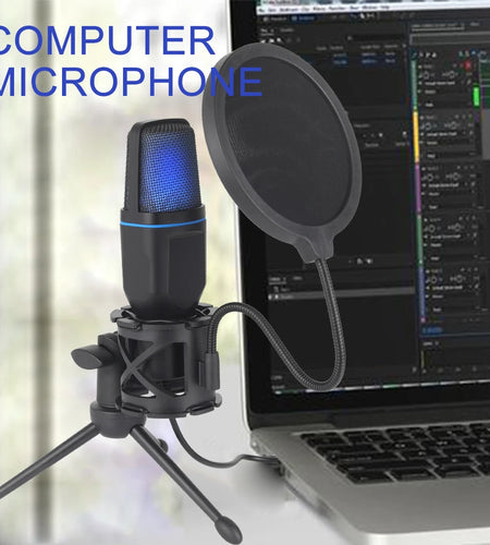 USB Microphone RGB Microfone Condensador Wire Gaming Mic for Podcast Recording Studio Streaming Laptop Desktop PC