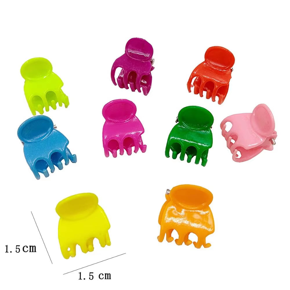 1.5 Cm Mini Hair Claw Clips Plastic Claws Hair Pins Clamps for Girl Teens Kids Hair Accessories Mix Colors BCC06